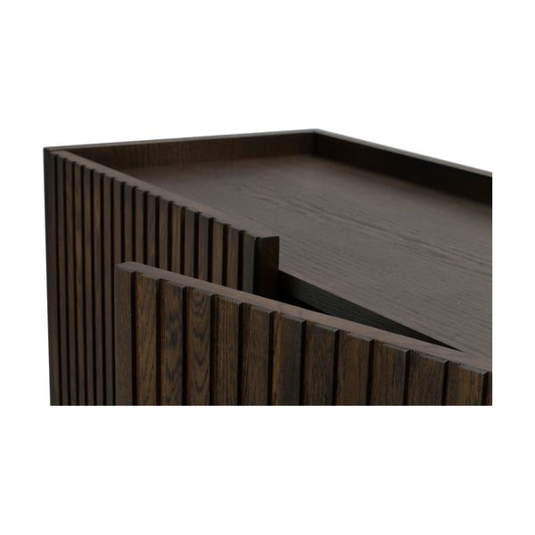 Tumepruun madal kapp tammepuust 160x75 cm Halifax - Rowico-image-1