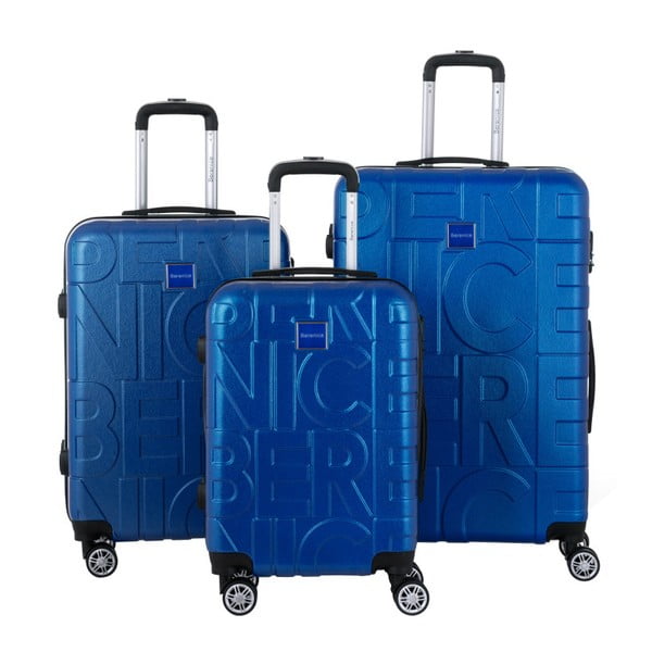 Sada 3 modrých cestovních kufrů Berenice Typo