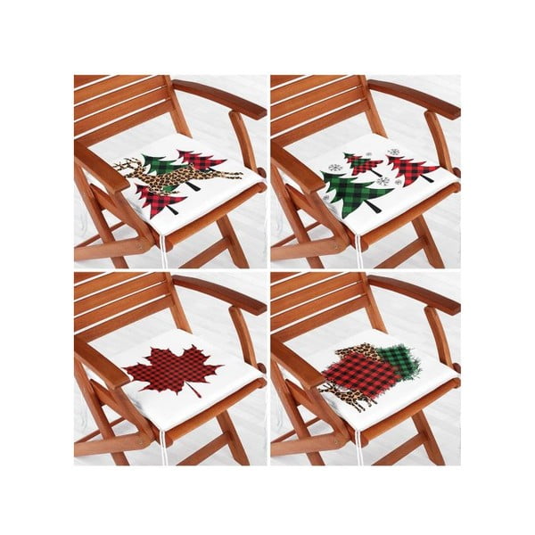 Jõulumotiiviga istmepadjad 4tk komplektis 40x40 cm Tartan - Mila Home-image-1