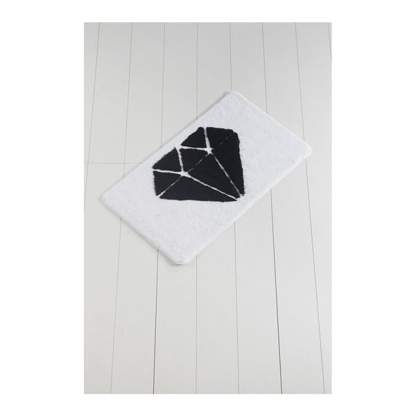 Černo-bílá koupelnová předložka Crasso Heart, 100 x 60 cm