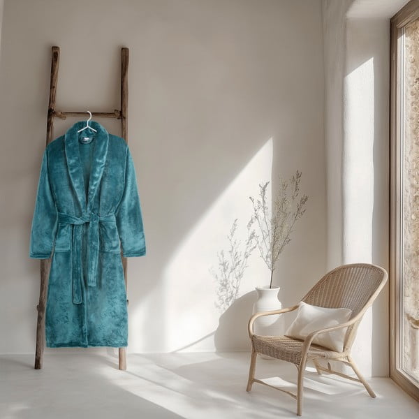 Sinine mikrofliisist hommikumantel, suurus M/L Polyvelvet - Good Morning-image-1