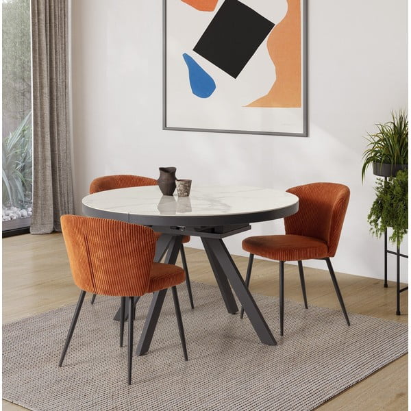 Ümmargune kokkupandav söögilaud täiendava keraamilise lauaplaadiga ø 120 cm Bela - Marckeric-image-1