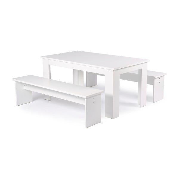 Set bílého jídelního stolu a 2 lavic Intertrade München, 160 cm