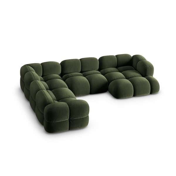  Roheline sametist nurgadiivan (vasak nurk/U-kujuline) Loretto – Cosmopolitan Design-image-1