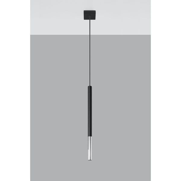 Must-hõbedane metallist rippvalgusti Asarot - Sollux-image-2