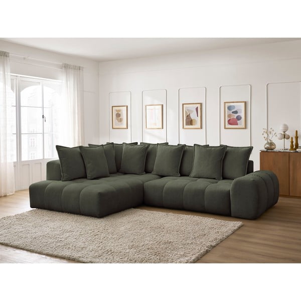 Roheline šenilldiivanvoodi/panipaigaga nurgadiivan (vasak nurk/L-kujuline) Everest - Bobochic Paris-image-1