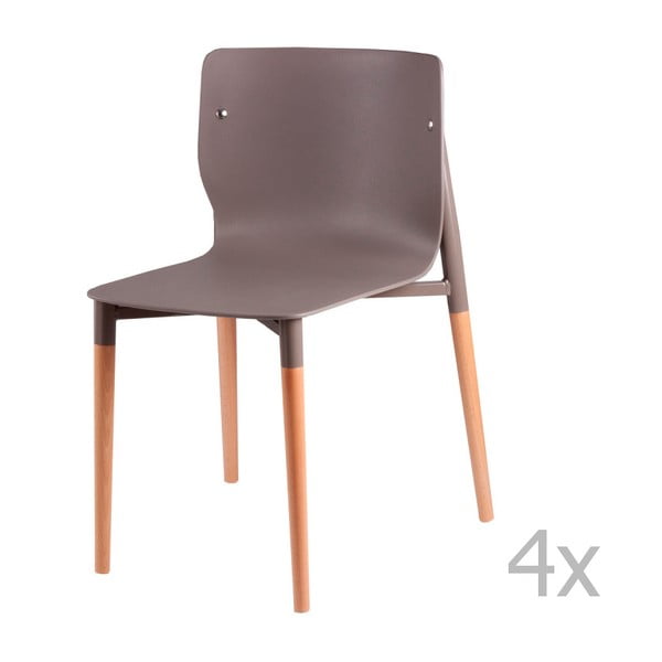Sada 4 světle šedých jídelních židlí s dřevěnými nohami sømcasa Alisia