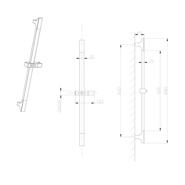 Kuldne roostevabast terasest dušilift 68 cm - Sapho-image-1