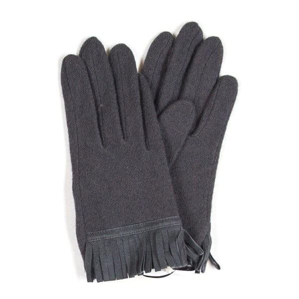 Šedé rukavice s třásněmi Silk and Cashmere franges
