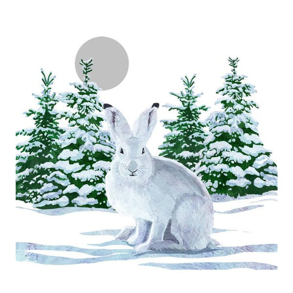 Balení 10 papírových ubrousků s vánočním motivem PPD Snow Rabbit