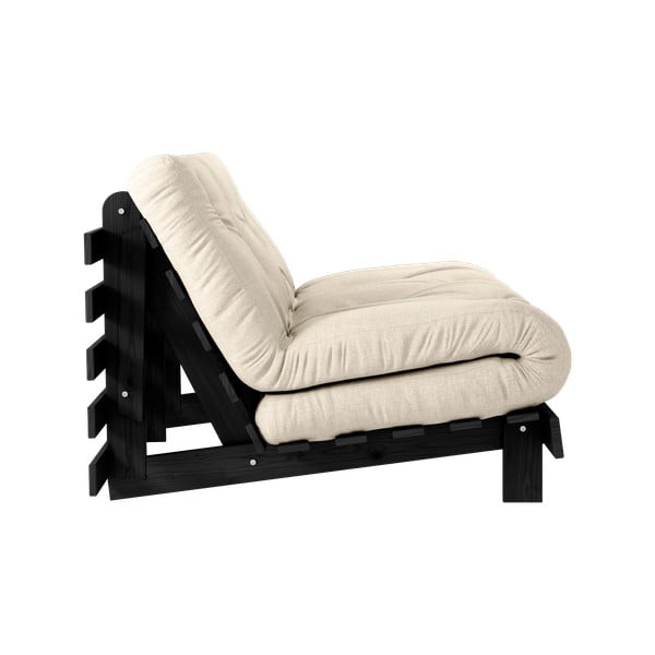 Hall-beež linane diivanvoodi 140 cm Roots Black Night - Karup Design-image-4