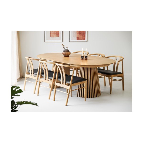 Pikendatav söögilaud tammepuust dekooriga lisapealse pealispinnaga Osaka - House Nordic-image-1