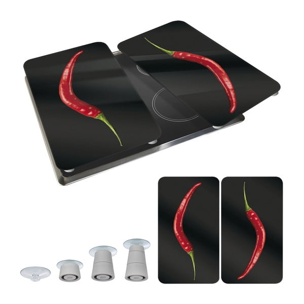 Klaasist pliidikatte komplekt 2 tk, 52 x 30 cm Peperoni - Wenko-image-2