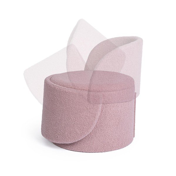 Antiikne roosa bouclé kangast taburet Anthea - Yes Everyday-image-1