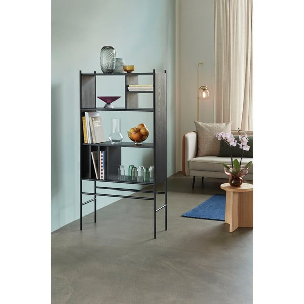 Mustast saarepuidust raamaturiiul Divide, 79 x 160 cm - Hübsch-image-2