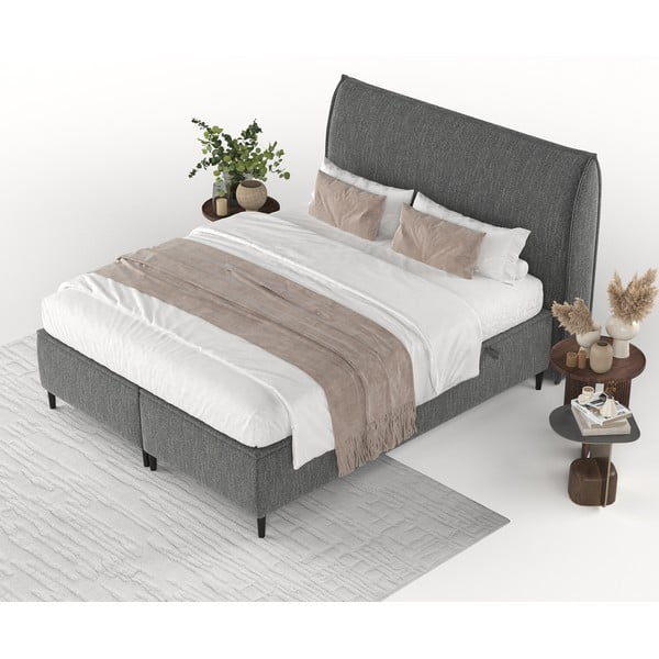 Hall polsterdatud kaheinimese voodi koos panipaigaga 140x200 cm Draco - Maison de Rêve-image-4