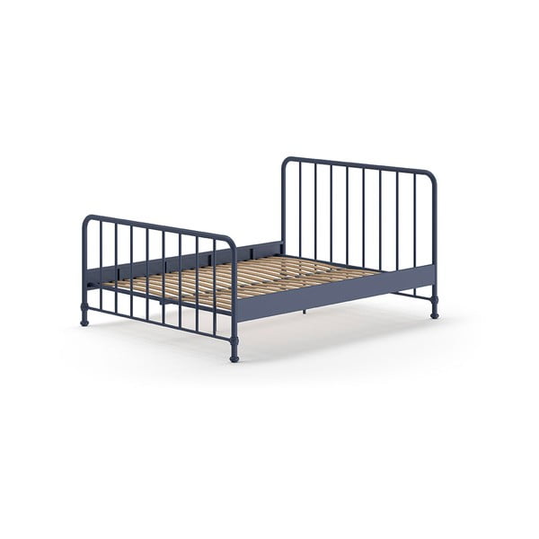 Sinine metallist kaheinimesevoodi koos voodipõhjaga 160x200 cm BRONXX – Vipack-image-2