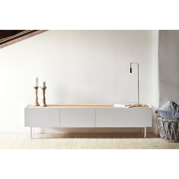 Tammedekooriga telerilaud valge-puiduvärvi 180x45 cm Arista – Teulat-image-1