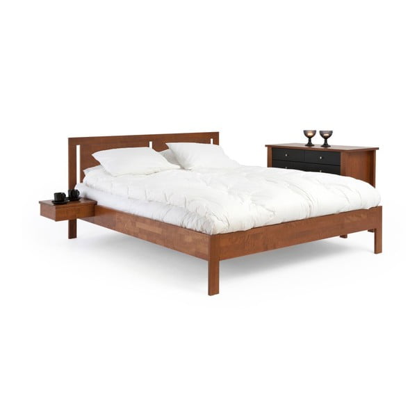 Do hněda mořená ručně vyráběná postel z masivního březového dřeva Kiteen Koli, 180 x 200 cm