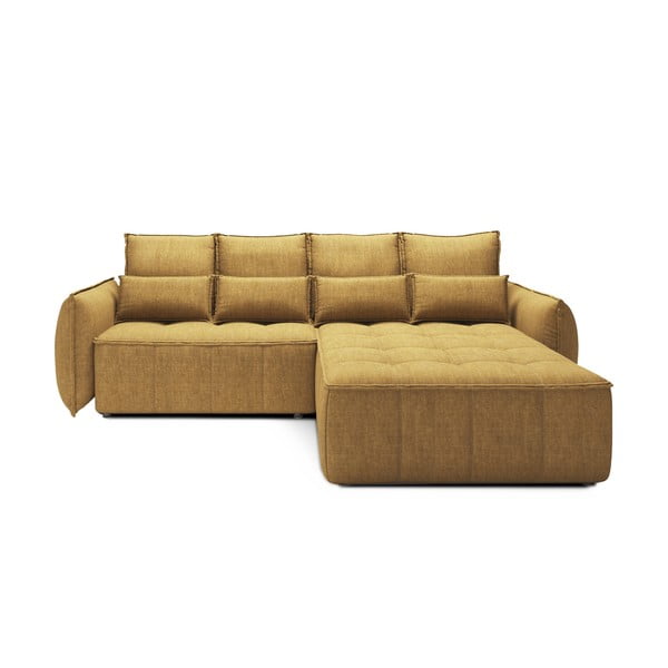 Kollane sametist lahtikäiv/sahtliga nurgadiivan (parem nurk/lamamisosaga) Campo – ELTAP