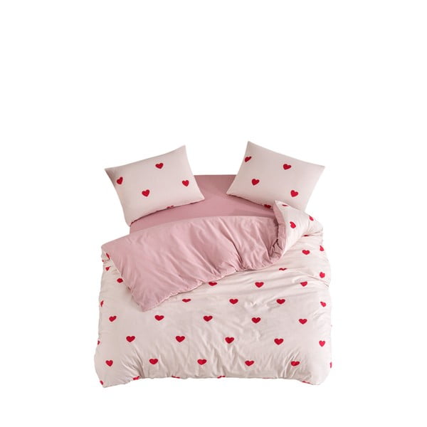 Roosa 4-osaline pikendatud voodipesukomplekt 200x220 cm Red Heart - Mila Home