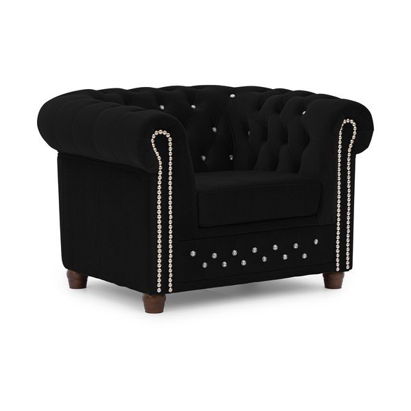 Mustast sametist chesterfieldi tool York Blik - Ropez