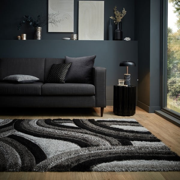 Must-hall käsitsi kootud vaip taaskasutatud kiududest 160x230 cm Velvet - Flair Rugs-image-1