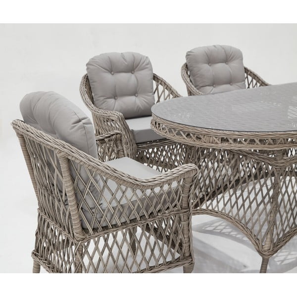 Helehall kunstlikust rotangist aiamööbli komplekt 6-le Nova - Floriane Garden-image-2