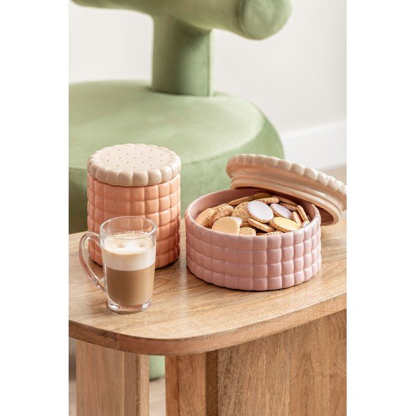 Heleroosa dekoratiivne keraamiline hoiukarp ø 20x10 cm Biscuit Box - PT LIVING-image-1