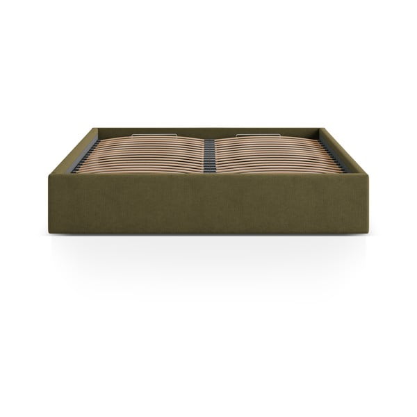 Roheline polsterdatud kaheinimesevoodi panipaigaga/ilma peatsita, koos raamiga 180x200 cm Susan – Micadoni-image-2