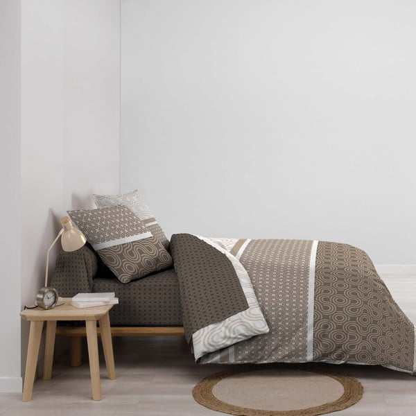 Pruun puuvillane kaheinimesevoodipesu/pikendatud linaga, 6-osaline 240x220 cm Pacha - douceur d'intérieur-image-1