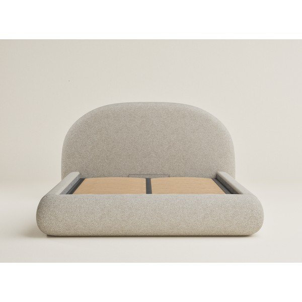 Beež polsterdatud kaheinimesevoodi panipaigaga ja liistudest raamiga 140x200 cm Maumere - Maison de Rêve-image-2