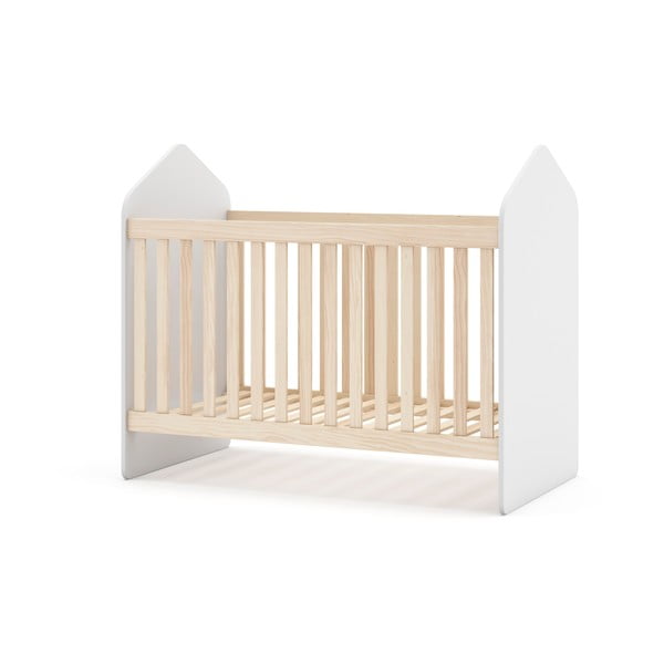 Valge/loomulik lastevoodi mänd 60x120 cm Estefania - Marckeric-image-3