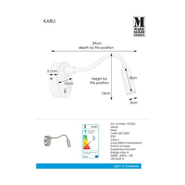 Metallist seinalamp Karli - Markslöjd-image-1