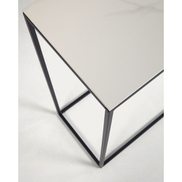 Mustvalge konsoollaud keraamilise pealispinnaga 30x110 cm Rewena - Kave Home-image-4