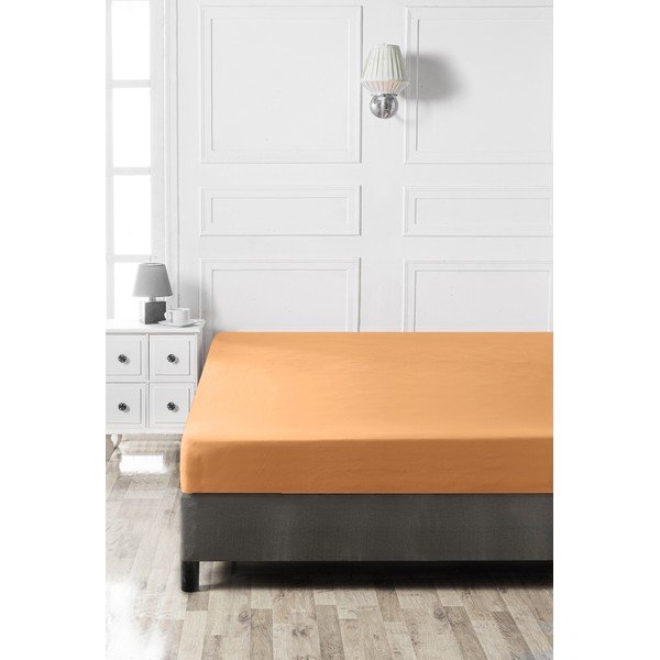 Oranž puuvillane kummiga lina 140x200 cm - Mijolnir-image-2