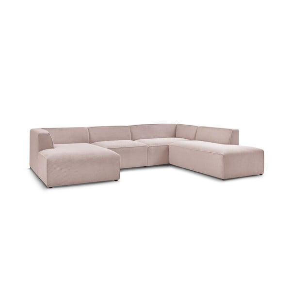 Roosa velvetist mooduldiivan (parem nurk/"U-kujuline) Megeve - Bobochic Paris