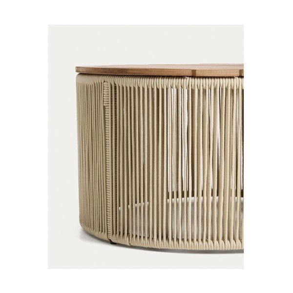 Ümmargune aiakohvilaud akaatsiaplaadiga ø 70 cm Dandara - Kave Home-image-3