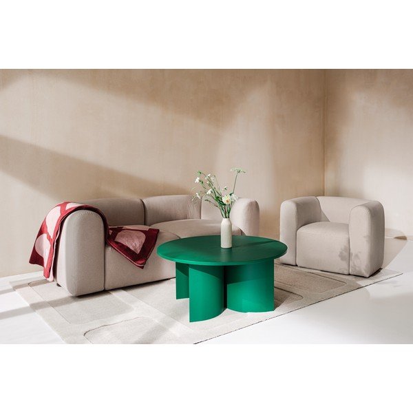 Roheline ümmargune kohvilaud saarepuidust pealispinnaga, ø 95 cm Gavo - noo.ma-image-2