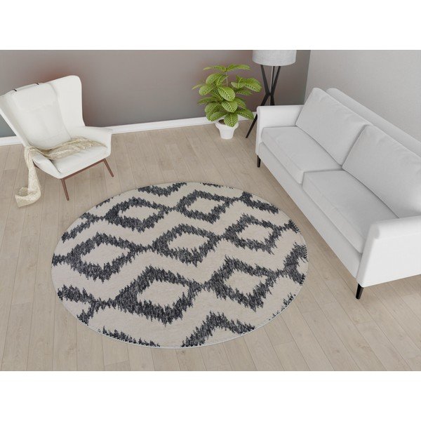 Valge/tumesinine pestav ümmargune vaip ø 100 cm - Vitaus-image-1