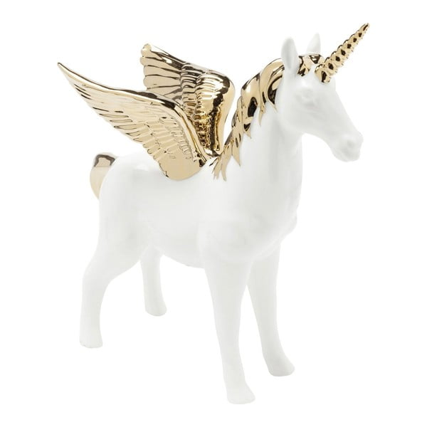 Bílá dekorace s detaily ve zlaté barvě Kare Design Figurine Unicorn