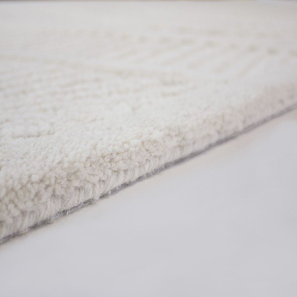 Valge käsitsi kootud villasegu vaip 200x290 cm Sculptured Wave - Flair Rugs-image-4
