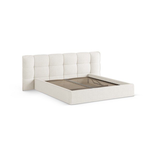 Elevandiluu värvi polsterdatud kaheinimesevoodi koos panipaiga ja voodipõhjaga 200x200 cm Eric - Micadoni-image-3