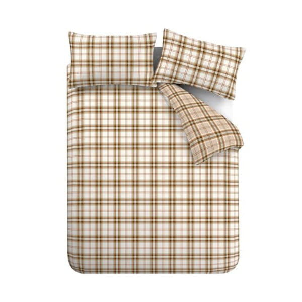 Oranž/helepruun pikendatud voodipesu kaheinimesevoodile 230x220 cm Kelso Check - Catherine Lansfield