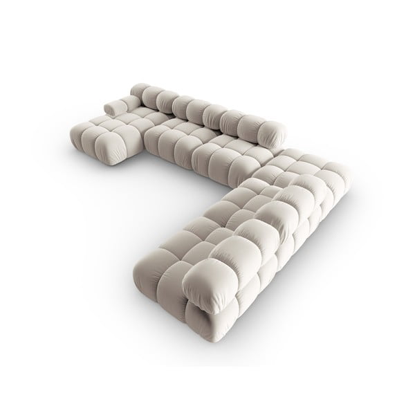 Beež sametist modulaarne nurgadiivan (parem nurk/"U") Bellis – Micadoni -image-4