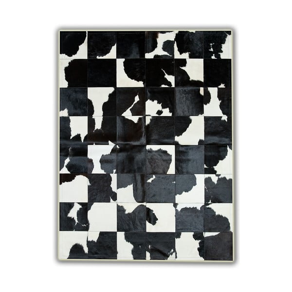 Koberec z pravé kůže Black&White, 150x210 cm
