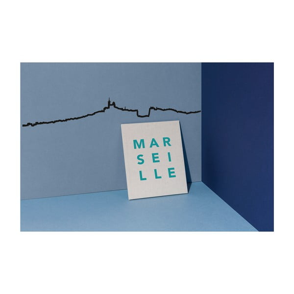 Černá nástěnná dekorace se siluetou města The Line Marseille