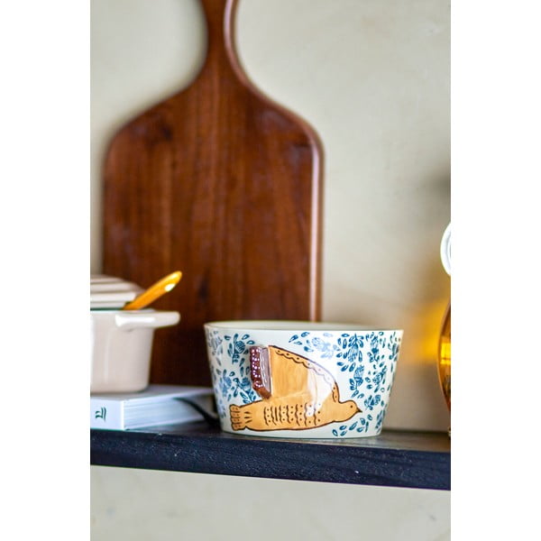 Valge-sinine kivikeraamikast kauss 460 ml Hezha - Bloomingville-image-2