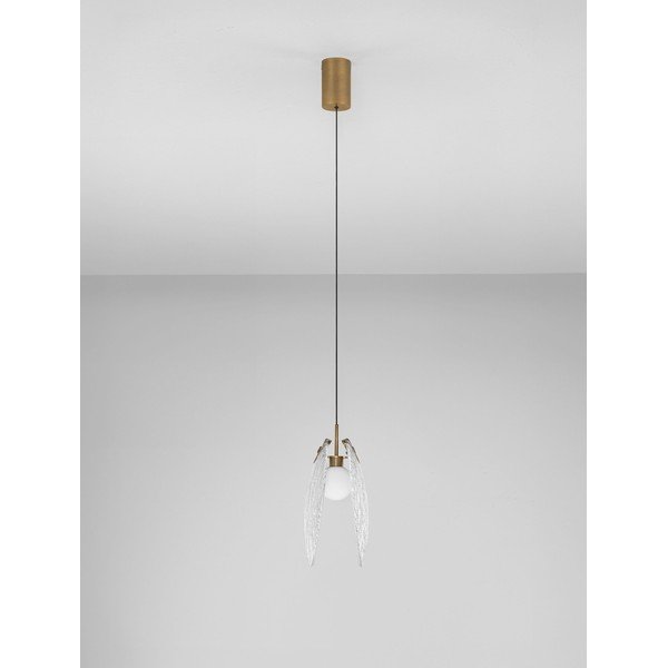 Messingivärvi terasest LED-ripplamp klaasist varjuga Shelina - Nova Luce-image-4