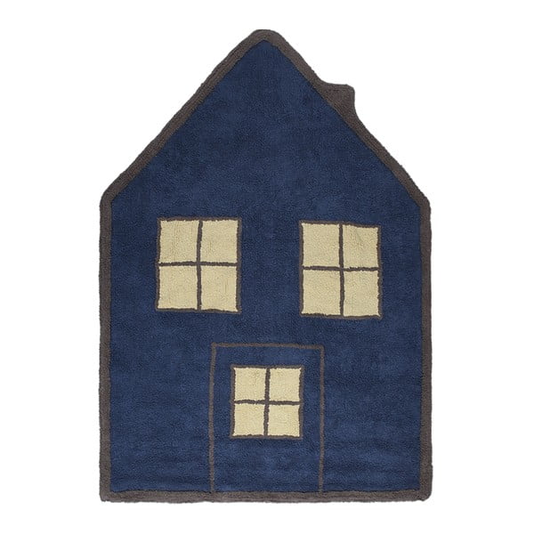 Modrý bavlněný ručně vyráběný koberec Lorena Canals Little House, 120 x 160 cm